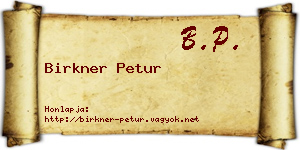 Birkner Petur névjegykártya